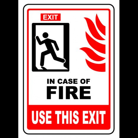 Sign exit in case of fire use this exit